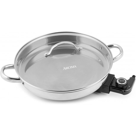 Aroma Housewares AFP-1600S Gourmet Series Stainless Steel Electric Skillet 11.8 inches B0044V6DV6