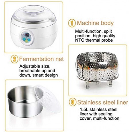 GELEI Electric Natto Maker Automatic Natto Ferment Machine Stainless Steel DIY Homemade Multi-Function Yogurt Makers Soy Vegetable Rice Wine Fermenter 1.5L 110V B09QGSG92N