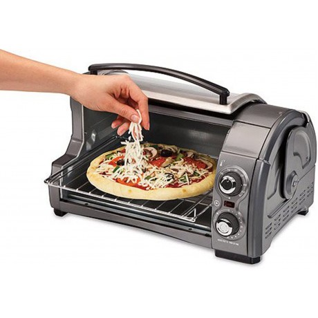 4-Slice Countertop Toaster Oven With Roll-Top Door 1200 Watts Fits 9” Pizza 3 Cooking Functions for Bake Broil and Toast Silver B0B1M8N8L4