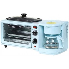 AIPZDJ Multifunction 3 in 1 Retro Breakfast Machine Toaster Electric Mini Oven Coffeemaker Eggs Frying Pan Bread Pizza Grill for Home Blue B08R3NL75D