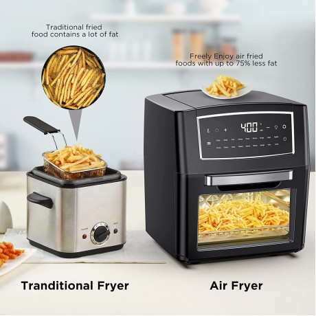 Air Fryer Oven Combo 18 in 1 Toaster Ovens Countertop Convection Ovens Air Fryer Countertop for Rotisserie Roast Bake Dehydrate,12.7QT 12L Air Fryer Toaster Oven with 10 Accessories 1500w Black B09RFDTPDR