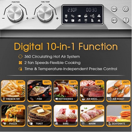 Air Fryer Toaster Oven Geek Chef 24.5 Quart LCD Countertop Convection Airfryer with Rotisserie and Dehydrator Oil-Free Include 6 Cooking Accessories and E-Recipe Book B097RXZNGW