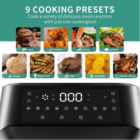 Besile Air Fryer Toaster Oven,Digital LCD Touch Screen,Rotisserie Oven,Deep Fryer,Dehydrator Roaster Warmer Reheater Pizza Oven,Cooking Accessories Included12QT,1700W,Black B0928R1L2G
