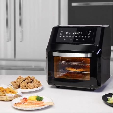 Besile Air Fryer Toaster Oven,Digital LCD Touch Screen,Rotisserie Oven,Deep Fryer,Dehydrator Roaster Warmer Reheater Pizza Oven,Cooking Accessories Included12QT,1700W,Black B0928R1L2G