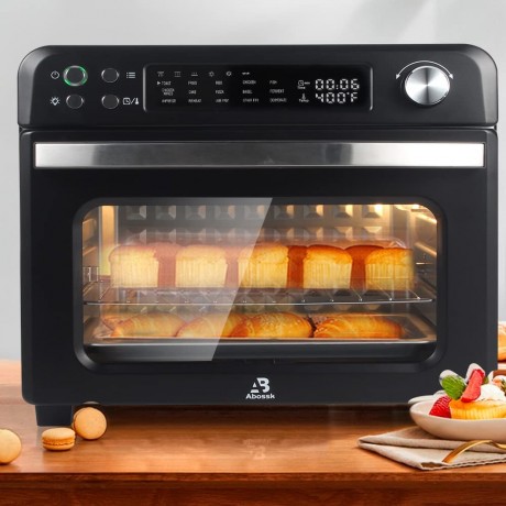 Betensh-us Air Fryer Toaster Oven Roaster Broiler Rotisserie Dehydrator Pizza Oven LED Display & Control Dial 1700W UL Listed Black single 23 L B09L87QY6L