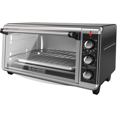 BLACK+DECKER TO3250XSB 8-Slice Extra Wide Convection Countertop Toaster Oven Includes Bake Pan Broil Rack & Toasting Rack Stainless Steel Black B00LU2I428