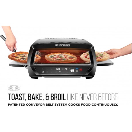 Chefman Food Mover Conveyor Toaster Oven Moving Belt for Toasting Bread & Bagels Stainless Steel w Adjustable Temperature Extra Large 6 Cooking Functions: Toast Bagel Bake Broil Pizza & DIY B08TKKYT3T