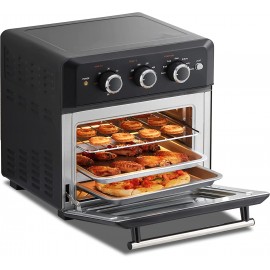 COMFEE' Retro Air Fry Toaster Oven 7-in-1 1500W 19QT Capacity 6 Slice Air Fry Rotisseries Warm Broil Toast Bake Convection Bake Black Perfect for Countertop B08T9FBB68