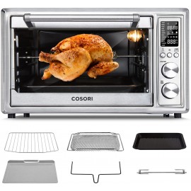 COSORI Air Fryer Toaster Oven 12-in-1 Convection Oven Countertop with Rotisserie Stainless Steel 32QT 32L 6-Slice Toast 13-inch Pizza,100 Recipes Basket Tray6 AccessoriesIncluded CO130-AO B07W67NQMN