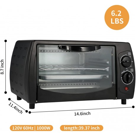 Countertop Toaster Oven & Pizza Maker Toaster Oven Exquisite 4-Slice Capacity 9 L Black Matte Stainless B09Y13N2KQ