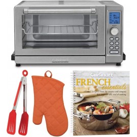 Cuisinart TOB-135 Deluxe Convection Toaster Oven Broiler with Oven Mitt 8-inch Nylon Flipper Tongs and Cuisinart French Essentials Cookbook B00ENL0JWQ