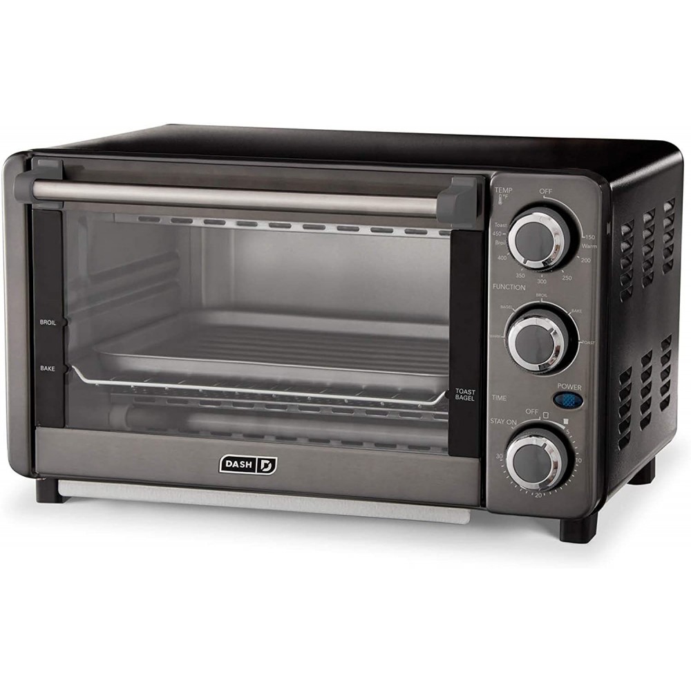 Dash Express Countertop Toaster Oven with Quartz Technology Bake Broil and Toast with 4 Slice Capacity and Pizza Capability – Black Renewed B08Z82NHFJ