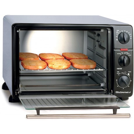 Elite Gourmet ERO-2008N# Countertop XL Toaster Oven Rotisserie Bake Grill Broil Roast Toast Keep Warm and Steam 23L capacity fits a 12” pizza 6-Slice Black Renewed B0B1Q6GS3H
