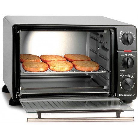 Elite Gourmet ERO-2008NFFP Countertop XL Toaster Oven Rotisserie Bake Grill Broil Roast Toast Keep Warm and Steam 23L capacity fits a 12” pizza 6-Slice Black B07S38K5RF