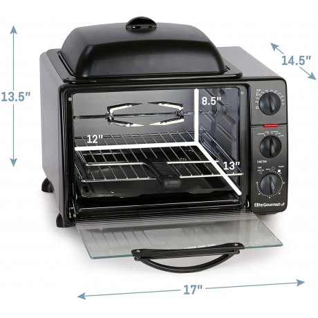 Elite Gourmet ERO-2008S Countertop XL Toaster Rotisserie Bake Grill Broil Roast Toast Keep Warm and Steam 23 L WITHOUT CONVECTION Black B00121XRFG