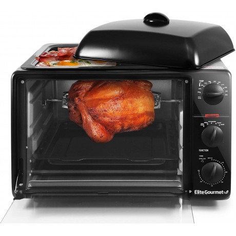 Elite Gourmet ERO-2008S Countertop XL Toaster Rotisserie Bake Grill Broil Roast Toast Keep Warm and Steam 23 L WITHOUT CONVECTION Black B00121XRFG