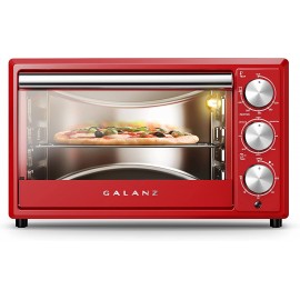 Galanz GRH1209RDRM151 Large 6-Slice Retro Toaster Oven with True Convection 8-in-1 Combo Toast Roast Broil 12” Pizza Dehydrator with Keep Warm Setting 0.9 Cu.Ft Red B08QS4FCW4