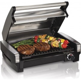 Hamilton Beach Electric Indoor Searing Grill with Viewing Window and Removable Easy-to-Clean Nonstick Plate 6-Serving Extra-Large Drip Tray Stainless Steel 25361 B00KLVY3TW