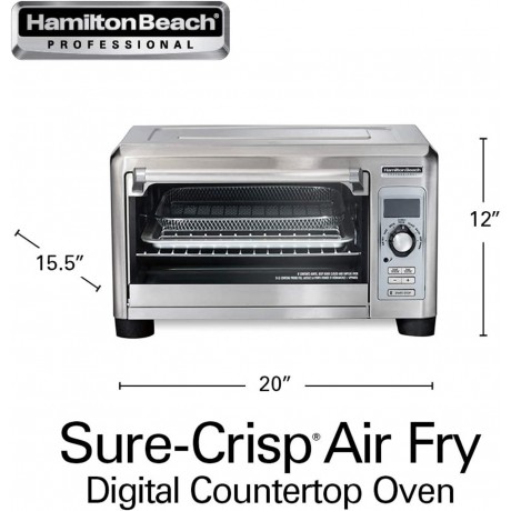 Hamilton Beach Professional Sure-Crisp Digital Air Fryer Countertop Toaster Oven 1500W Fits 12” Pizza 6 Slice Capacity Temperature Probe Stainless Steel 31243 B08H5PYZ46