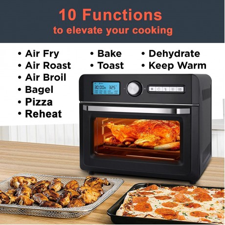 Kitchen Convection Oven 1550 Watt Countertop Turbo Cooker with Grill Griddle Top Rack Dual Hot Plates Toaster Baking Tray Skewers and Handles B09MCJ7WLX