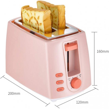 TANGAN Stainless Steel Electric Toaster Household Automatic Bread Baking Maker Breakfast Machine Toast Sandwich Grill Oven 2 Slice,Pink B088ZRFTR1