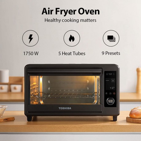Toshiba TL2-AC25CZAGR Air Fryer Toaster Oven 6-in-1 Digital Convection Oven for 9 Cooking Presets 6-Slice Bread 12-Inch Pizza 1750W Charcoal Grey B08C6YH189
