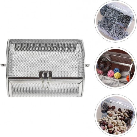 Cabilock 1 Set Rotisserie Basket Coffee Bean BBQ Grill Roaster Drum Stainless Steel Oven Cages Oven Basket for Baking Nuts Coffee Beans Silver B09MTC176B