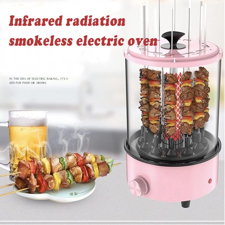 PHASFBJ Vertical Rotisserie Oven 1100W,Smokeless Rotating Oven Electric Grill,Barbecue Grill for Home Use Infrared Roaster Oven,Timing Design Multi-Function Barbecue Stove,Pink B094YDSYF6