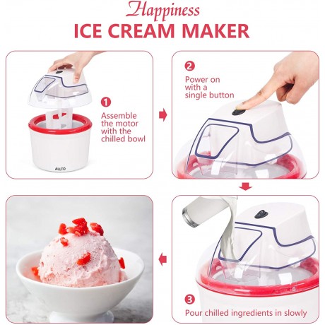 Ice Cream Maker—Automatic Easy Homemade Electric Kitchen Machine，Frozen Yogurt Machine，For DIY，Gelato 1.6 Quart，White&Red B08YNX1QZP