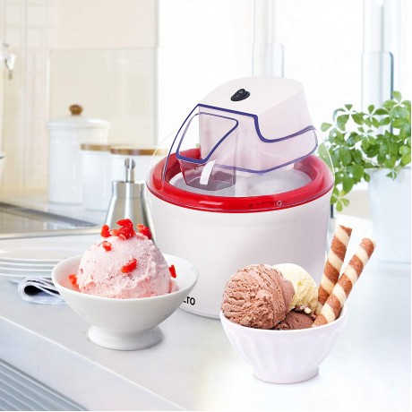 Ice Cream Maker—Automatic Easy Homemade Electric Kitchen Machine，Frozen Yogurt Machine，For DIY，Gelato 1.6 Quart，White&Red B08YNX1QZP