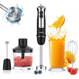Acekool 800W Immersion Hand Blender 12 Speed 5-in-1 Stainless Steel Stick Blender with Turbo Mode 600ML Beaker Milk Frother Egg Whisk for Puree Infant Food Smoothies Sauces Soups BPA-Free B08KCNX8BG