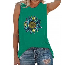 Tank top for Women 6 Crop Casual Four Leaf Print S 