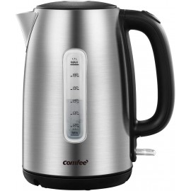COMFEE' Stainless Steel Cordless Electric Kettle. 1500W Fast Boil with LED Light Auto Shut-Off and Boil-Dry Protection. 1.7 Liter B084KQTCQW
