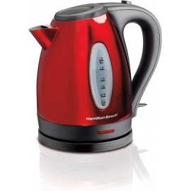 Hamilton Beach Electric Tea Kettle Heat and Boil Water 1.7 L Cordless Auto-Shutoff & Boil Dry Protection Red Stainless Steel 40885 B00OZN0WRE