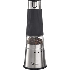 Brim Electric Handheld Burr Coffee Grinder Simple One-Touch Operation 9 Precise Grind Settings from Espresso to French Press Removable 30g Ground Container for Easy Clean Up Stainless Steel Black B07H5QLZPL