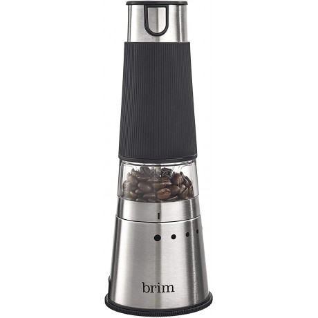 Brim Electric Handheld Burr Coffee Grinder Simple One-Touch Operation 9 Precise Grind Settings from Espresso to French Press Removable 30g Ground Container for Easy Clean Up Stainless Steel Black B07H5QLZPL