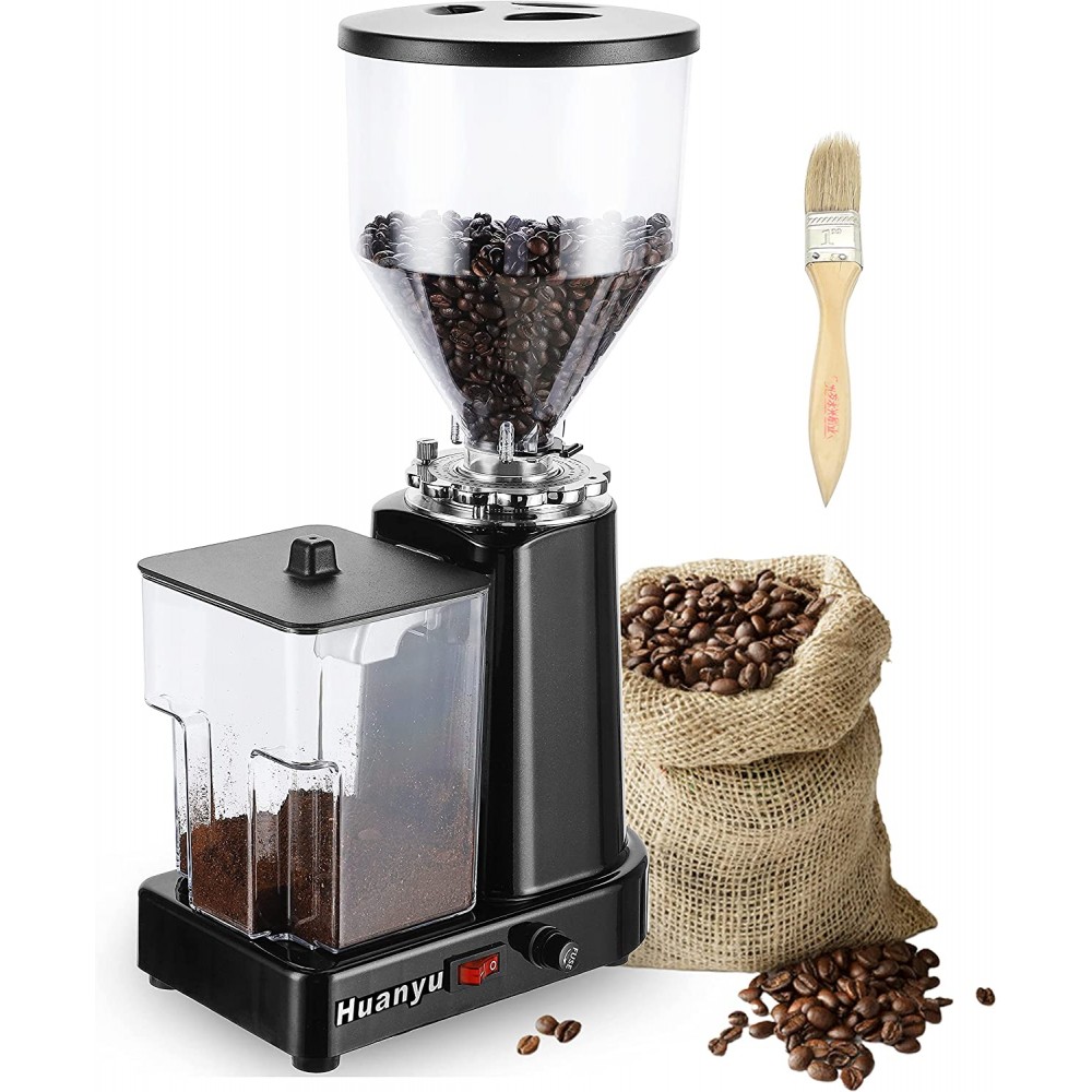 Huanyu Coffee Grinder Electric Flat Burr Grinding Machine Automatic Mill 35oz Coffee Bean Grinder with 19 Adjustable Grind Settings 36 Cups Professional Espresso Miller 200W Cleaning Brush Included B083R58XWR