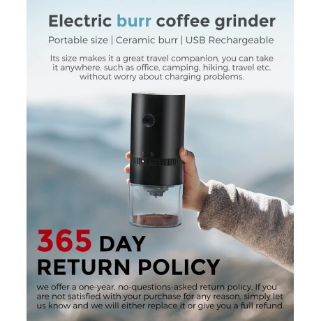 Portable Electric Burr Coffee Grinder 4 Cups Small Automatic Conical Burr Grinder Coffee Bean Grinder with Multi Grind Setting for Espresso Drip Pour Over French Press USB Rechargeable Black B09DCF7H3L