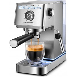 Espresso Machine 20Bar Compact Espresso and Cappuccino Maker with Milk Frother Wand Professional Espresso Coffee Machine for Cappuccino and Latte Stainless Steel B09DD1TGB2