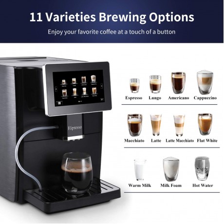 Hipresso Super Fully Automatic Espresso Coffee Machine-7 HD TFT Touchscreen with Milk Frother B0897JSH5F