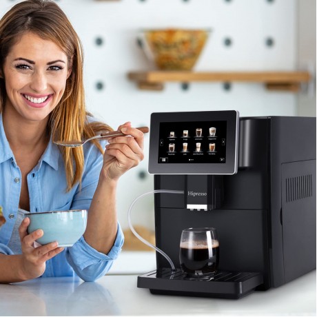 Hipresso Super Fully Automatic Espresso Coffee Machine-7 HD TFT Touchscreen with Milk Frother B0897JSH5F