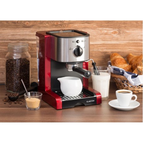 KLARSTEIN Passionata Rossa Espresso and Cappuccino Machine 20 Bars of Pressure Steam Frother for Frothing Milk and Preparing Hot Drinks 0.33 gallon 6 cups B0779DKTQZ