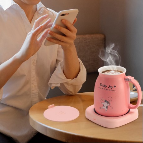 Bsigo Smart Coffee Mug Warmer & Cute Cat Mug Set Beverage Cup Warmer for Desk Home Office Candle Warmer Plate for Milk Tea Water with Two Temperature SettingUp to 140℉ 60℃ 8 Hour Auto Shut Off B09MLLJMSV