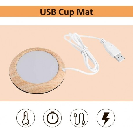 Creative USB Wood Insulation Grain Cup Heat Beverage Mug Mat Warmer Office Tea Milk Coffee Felt Heater Pad CoasterBright Wooden Grain B07CQPSPGW