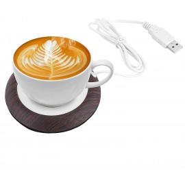Cup Warmer Mat,USB Cup Warmer Heat Beverage Mug Mat Office Tea Coffee Heater Pad Dark Wood Grain B07Y23C8SC