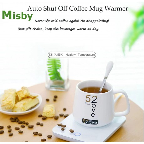 Misby Coffee Warmer for Desk Cup Warmer with Automatic Shut Off Coffee Mug Warmer for Coffee Milk Tea Keep（White,Cup Not Include） B087R1YJ25