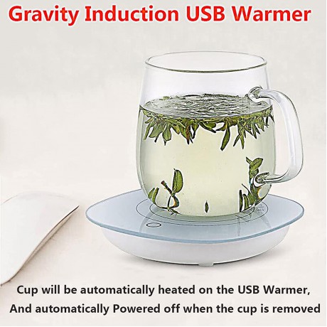 Smart Coffee Mug Warmer Intelligent Auto On Off Gravity Sensing Mug Heater Beverage Warmer Plate Safely Use for Desk Office Home Milk Tea Chocolate and Water White B09F3JCMFS
