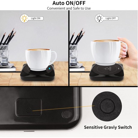 USB Coffee Mug Warmer: Candle Wax Warmer Smart Electric Cup Warmer Charge for Phone Home Desk Office Use Beverage Heating Plate with Gravity Switch for Hot Cocoa Milk Tea Water Black B09GFRKX2T