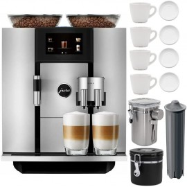 Jura Giga 6 Automatic Coffee Machine with P.E.P. Silver with 2 Cup and Saucer Sets Filter Large and Small Canisters Bundle 6 Items B098BFXWYF