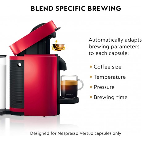 Nespresso Vertuo Plus Coffee and Espresso Maker by De'Longhi Cherry Red with Aeroccino Milk Frother B01N1QS970